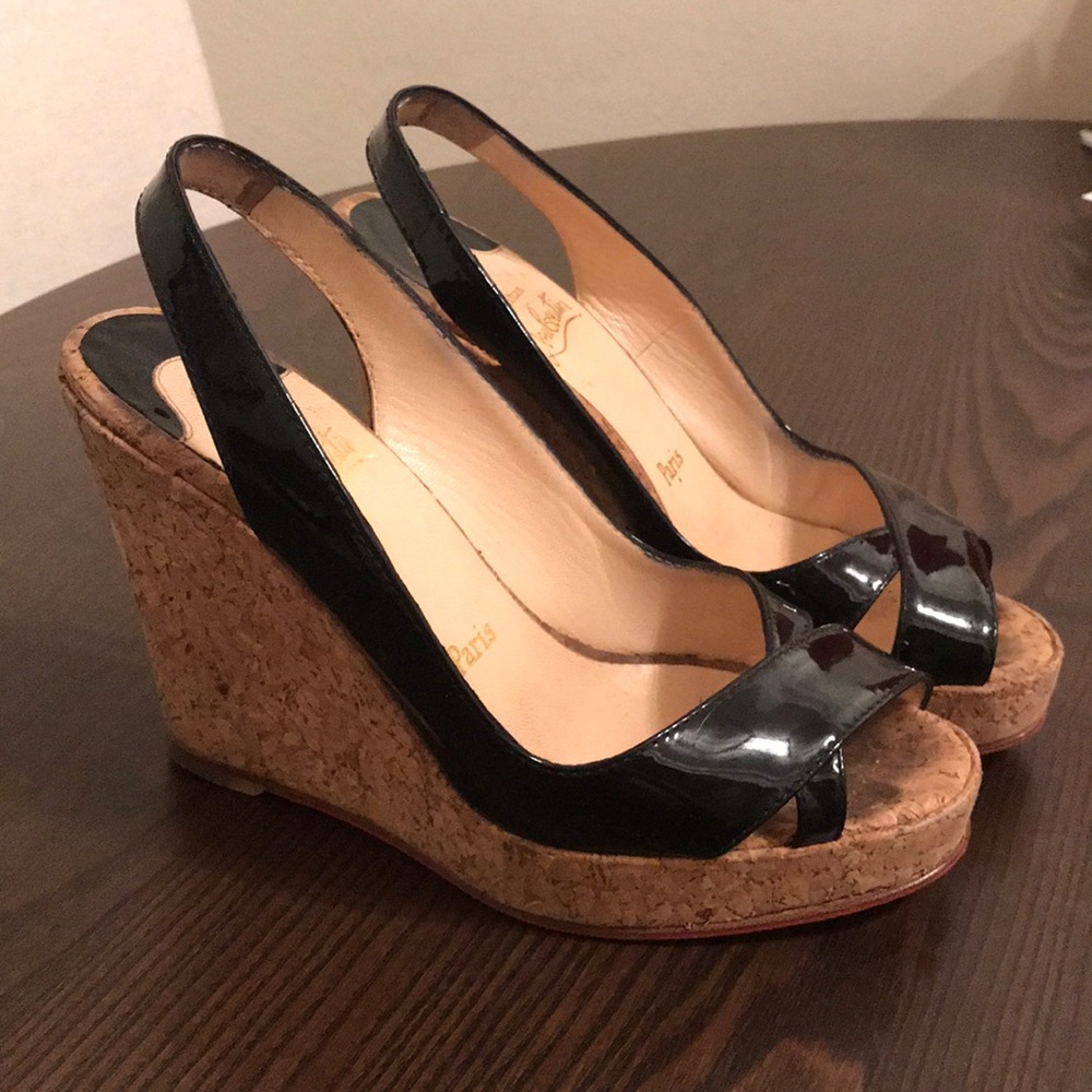 Christian Louboutin Patent Leather Wedge Sandals